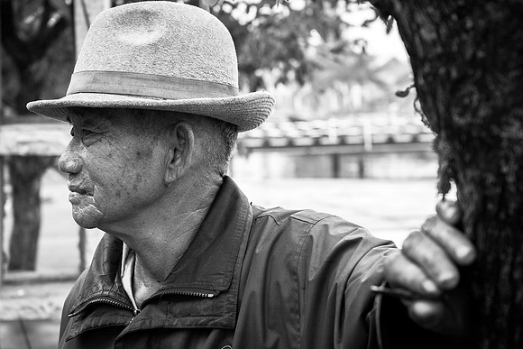 Old man with borsalini