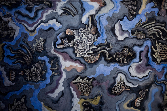 Artistic painting on the ceiling temple