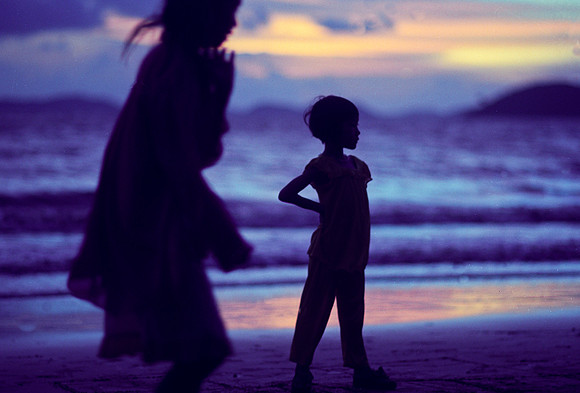 Playing on the beach