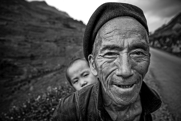 Grandfather and son